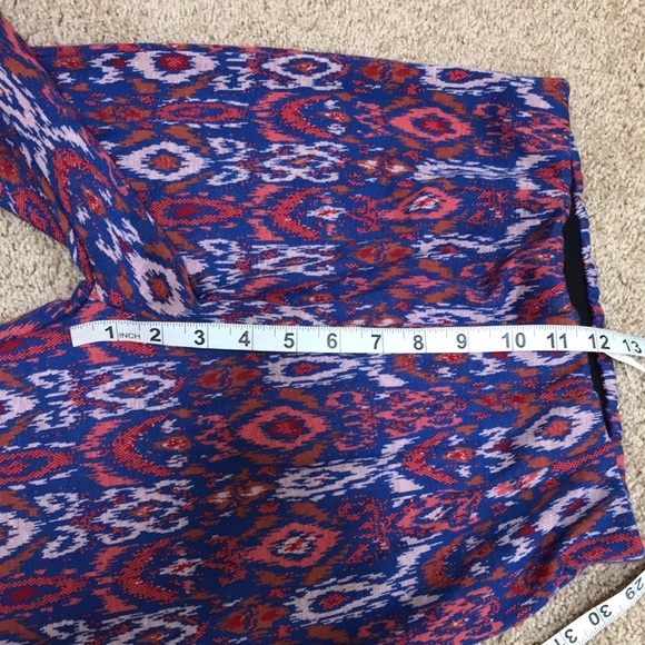 NWT! FREE PEOPLE Size 2 red with blue ikat print pull on pants - Picture 8 of 10